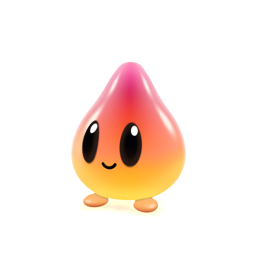 Tavi, a droplet like Merc in warm orange and gold, turned towards Merc